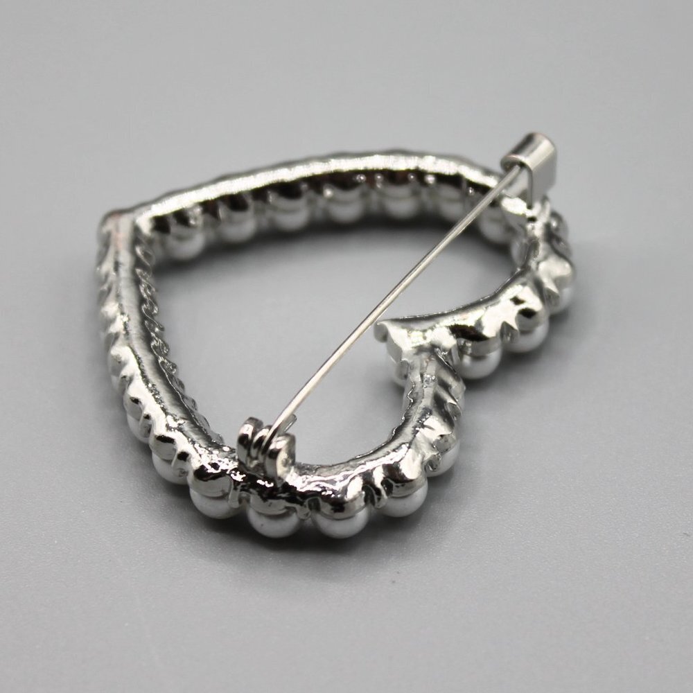 Heart love romantic pin brooch jewelry fashion pearls silver white gold tone new - Picture 13 of 13